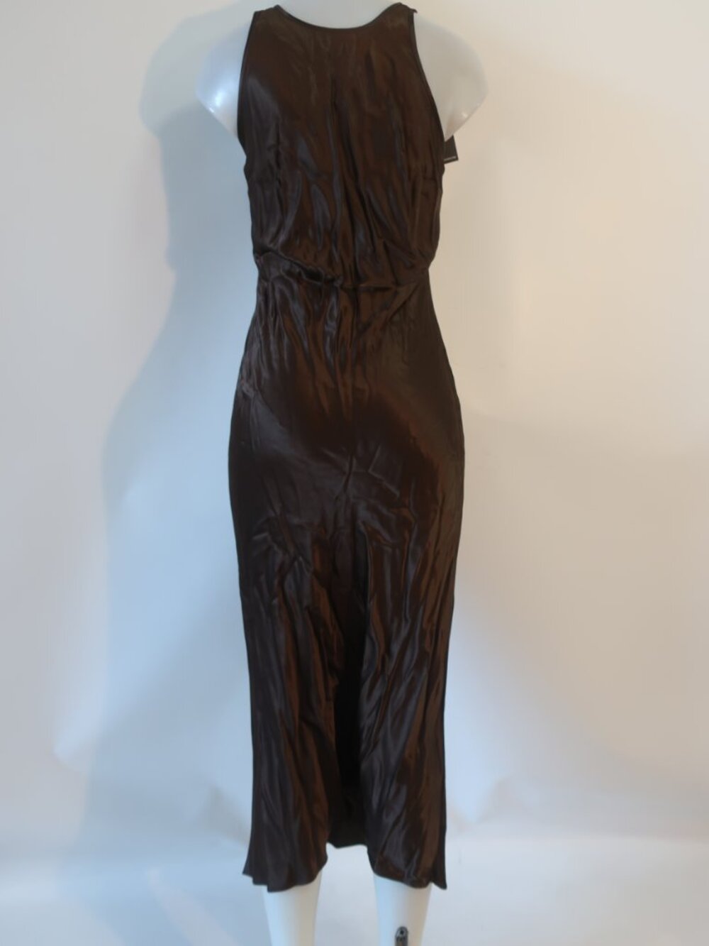 NWT Womens Rails Solene Moss Brown (Item- 67) Sleeveless Satin Midi Dress S - Picture 5 of 15